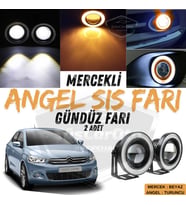 Citroen C Elysee 2012-2023 Uyumlu Mercekli Angel Sis Farı Metal 76 mm Turuncu Halkalı Gündüz Farı