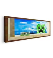 Yatay Panoramik Kanvas Tablo Creebet Piksel Minecraft Tablosu Ev Ofis Salon Duvar Dekoru