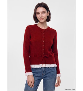 LCW Modest Bordo Bisiklet Yaka Kadın Triko Hırka