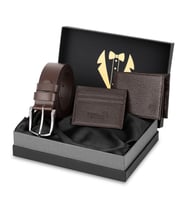 Polo Air Erkek Damat Çeyiz Bohçası %100 Hakiki Deri Cüzdan Kartlık Kemer Seti Kahverengi Renk DM-8002-K (Kahverengi)
