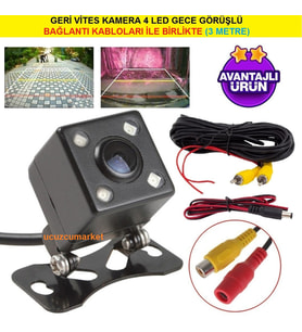 GERİ VİTES KAMERA (BAĞLANTI KABLOLARI İLE BİRLİKTE + 4 LED GECE GÖRÜŞLÜ)