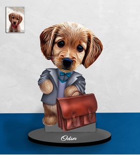 Kişiye Özel Hayvan Karikatürlü Köpek Ahşap Biblo Model-3-Eco