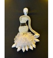 12X7 CM TAŞ BONCUK İŞLEME GELİN KIZ ARMA YAMA DİKİŞ AKSESUARI APLİKE (Beyaz)