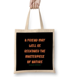 Friendship Quotes Gift Ralph Waldo Emerson Bez Çanta Uzun Saplı