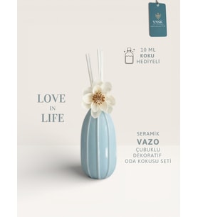 Love in Life  İthal Seramik Vazo Çubuklu Dekoratif Oda Kokusu Seti  Oda Kokusu Hediyeli