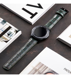 vagave Samsung Galaxy Watch 4 Watch 5 Active Uyumlu Hakiki Deri Kordon 20mm (Haki)