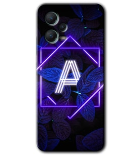 Redmi Note 12 5G Kılıf HD Desen Baskılı Kılıf - Dark Neon Yaprak A Harfi