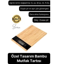 Premium Ahşap Dijital Ekranlı Yüksek Hassasiyet Mutfak Terazisi Bambu Tartı 5 kg Kapasiteli