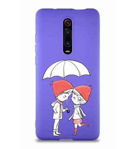 Xiaomi Redmi K20 Pro Soft Premier Kapak Aşk Tasarımlı Silikon Kılıf - Mor (Şeffaf)
