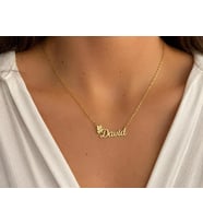 Kişiye Özel 925 Ayar Gümüş Kelebek Detaylı Şık İsim Kolye (Gold)