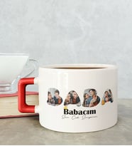 BK Gift Kişiye Özel Fotoğraflı Babalar Günü Tasarımlı Kırmızı Kulplu Çay & Kahve Fincanı-1, Babaya Hediye, Babalar Günü Hediyesi