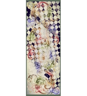 Barok Desen Dora Seri Şal Eşarp Askısı İle Birlikte 75x200 Krem Yeşil Lacivert-7