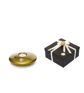 Yeşil Golden Glow Cam Mumluk ve Tealight Seti (Dekoratif Sıvama Kutulu)