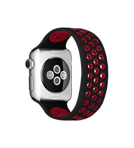 Mey İthalat® Watch 38Mm Ayarlı Delikli Silikon Kordon - Siyah-Kırmızı