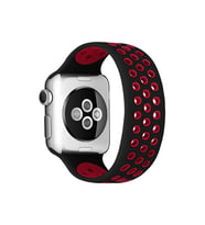 Mey İthalat® Watch 38Mm Ayarlı Delikli Silikon Kordon - Siyah-Kırmızı