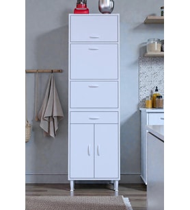 Eliusta Ora 48 cm Derinlikte Beyaz Mutfak/Kiler Dolabı 60x194x48 cm 1 Çekmece 5 Kapak Modüler Dolap