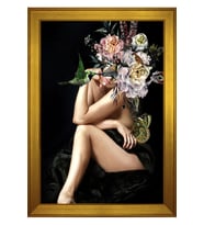 Kadın Motifli Kanvas Tablo 80 x 110 cm Gold Çerçeve