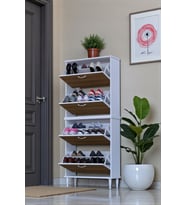 Eliusta Berry Ceviz 8 Raflı 4 Düşer Kapaklı Ayakkabılık  72 cm Genişlik x 168x26 cm  Ayakkabılık