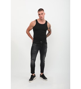 Erkek Skinny Fit Yırtık Detaylı Jean Siyah