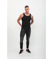 Erkek Skinny Fit Yırtık Detaylı Jean Siyah