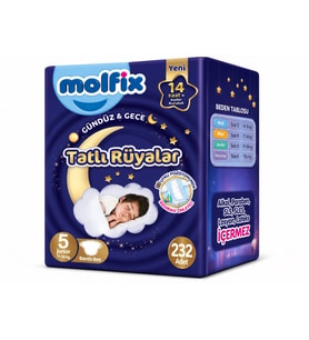Molfix Tatlı Rüyalar Bebek Bezi 5 Beden 11-18 KG Junior 232 Adet Avantaj Fırsat Pk