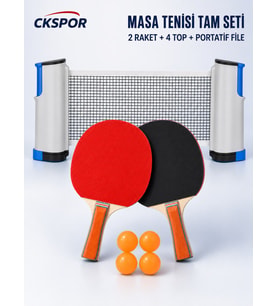 CKSPOR Masa Tenisi Seti 2 Raket 4 Top ve Portatif File – Pinpon Oyun Seti