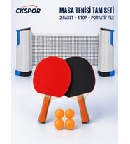 CKSPOR Masa Tenisi Seti 2 Raket 4 Top ve Portatif File – Pinpon Oyun Seti