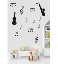 Müzik ve Notalar Dekortaif Duvar Sticker (Siyah)