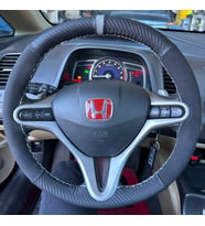DİKİŞLİ DİREKSİYON KILIFI KARBON NUBUK DERİ GRİ YÜZÜK GRİ DİKİŞLİ HONDA CİVİC 2007 KASA