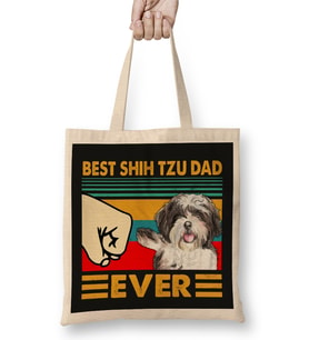 Best Shih Tzu Dad Ever 02 Bez Çanta Uzun Saplı