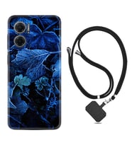Xiaomi Redmi Note 11E Kılıf Silikon Boyun Askılı İpli Desenli Silikon Blue Foid 1628
