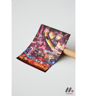 Demon Slayer Savaş Sahnesi Poster, Çerçevesiz Yüksek Kalite Duvar Afişi - Anime