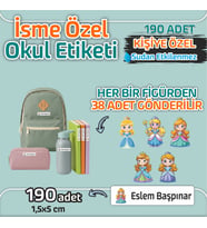 Kapbirhediye Okul Etiketi Isme Özel Kalem Defter Etiketi Prenses Temalı 190 Adet