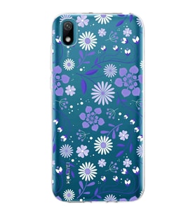 Huawei y5 2019 Uyumlu Kapak Flowers Tasarımlı Şeffaf Silikon Kılıf