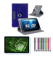 Philips T7305 10.1” için Standlı Tablet Kılıfı + NANO Kırılmaz Ekran Koruyucu+Dokunmatik Kalem (Lacivert)