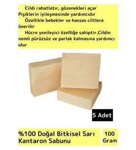 Özel Üretim %100 Doğal Bebeklerde Etkili Yüz Cilt Saç Vücut Bitkisel Sarı Kantaron Sabunu 5 Adet