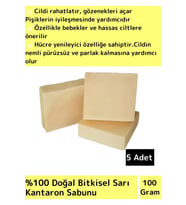 Özel Üretim %100 Doğal Bebeklerde Etkili Yüz Cilt Saç Vücut Bitkisel Sarı Kantaron Sabunu 5 Adet