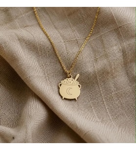 Kişiye Özel 925 Ayar Gümüş Tasarım Cadı Kazanı Kolye (Gold)