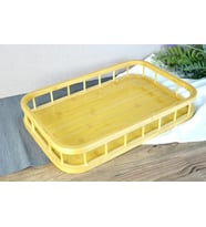 Premium Bambu Serisi 38x26 cm Çitli Diktördgen Tepsi