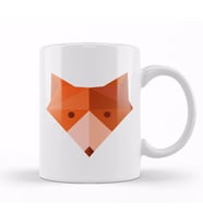 Geometric Animal Fox Head Kupa Bardak Porselen