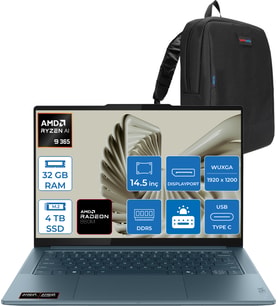 Lenovo Yoga Pro 7 14ASP10  Amd Ryzen Aı 9 365 32GB Ram 4tb SSD 14.5" 3k (2944X1840) OLED 1000NITS Freedos Taşınabilir Bilgisayar YG83LX000LTRF05+ZETTAÇANTA
