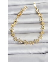 Sıralı Yıldız Model Zirkon Taşlı Gold Renk Pirinç Kadın Bileklik TJ-BB8496