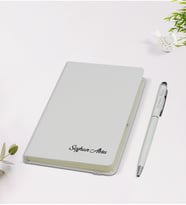 BK Gift Kişiye Özel İsimli 9x14cm Beyaz Defter ve Kalem Hediye Seti
