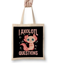 Cute & Funny I Axolotl Questions Walking Fish Pun Bez Çanta Uzun Saplı