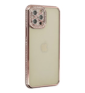 Pilelistore   iPhone 12 Pro Kılıf Joke Taşlı Silikon - Pembe