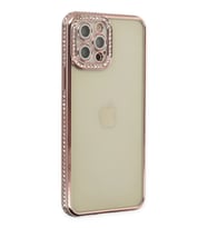 Pilelistore   iPhone 12 Pro Kılıf Joke Taşlı Silikon - Pembe