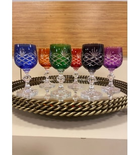 KAHVE YANI BARDAK 6'LI BOHEMIA KRİSTAL RENKLİ 90 ML
