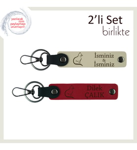 Minik Patisiyle Gönlüne Girenlere, Tatlı Desenli, Kişisel Anahtarlık, Sütlü Kahve-Kırmızı