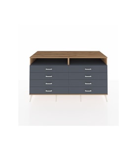 Kronos Konsol 2 Raflı 8 Çekmeceli  176x59x99 Çam-Antrasit