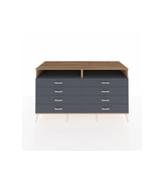 Kronos Konsol 2 Raflı 8 Çekmeceli  176x59x99 Çam-Antrasit